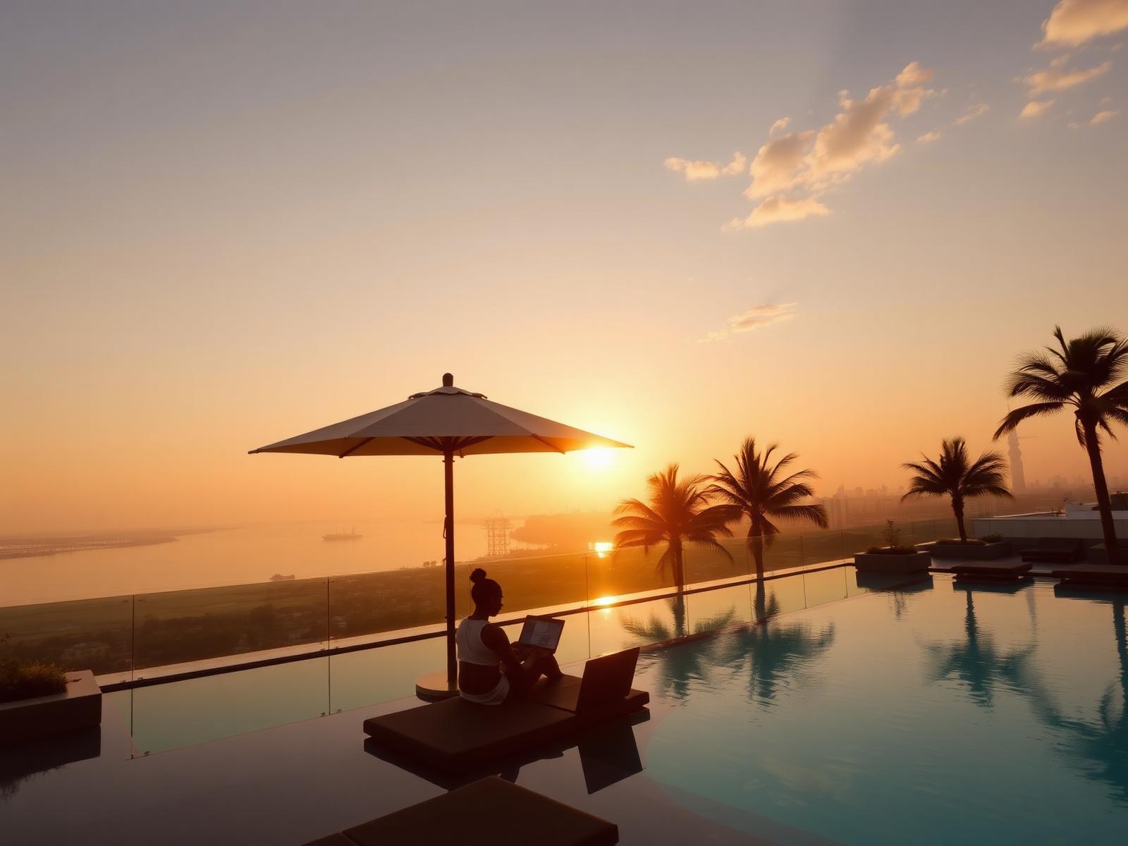 Piscine rooftop d'hôtel à Abidjan